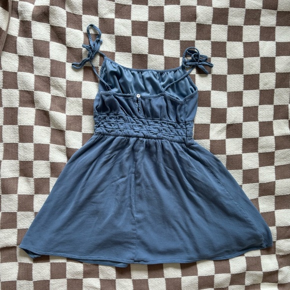 Altar’d State Bow Tie Mini Dress | L | Slate Blue | Great Condition - Picture 3 of 5